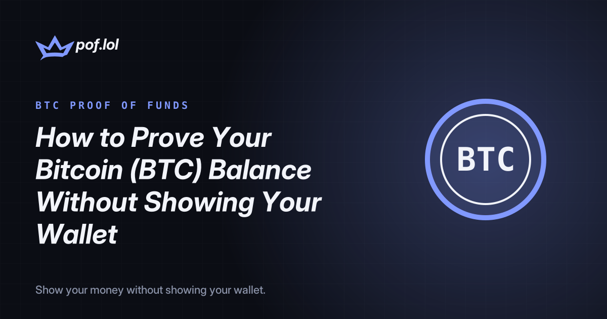 BTC coin badge next to the pof.lol crown logo