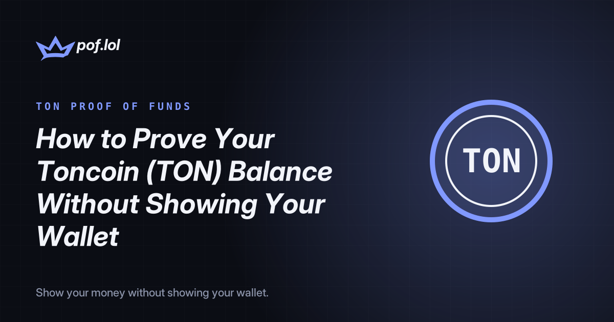 TON coin badge next to the pof.lol crown logo